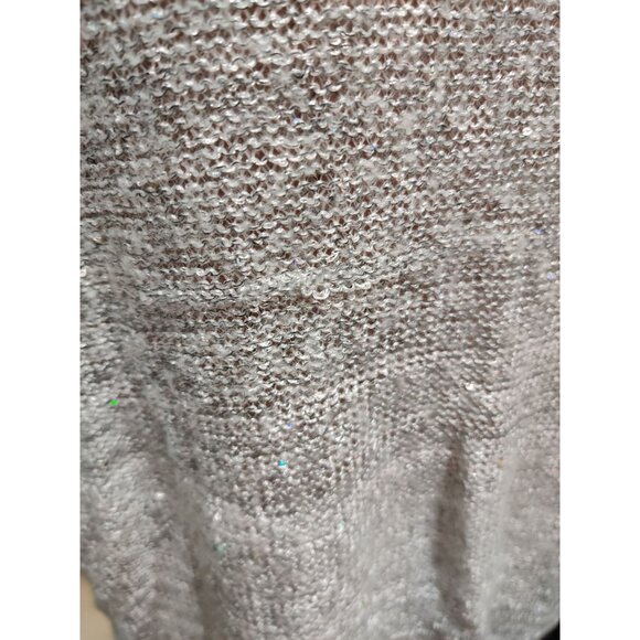 ANA XL Womens Sweater Silver Gray Knit Holographic Sequin Scoop Neck 3/4 Sleeve - Picture 13 of 16
